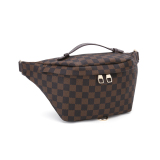 RICHPORTS  Checkered Unisex Leather Beslt Bags Chest Bag Female Pu Messenger Handbag Fashion High Quality Shoulder Phone Purse Crossbody Bags