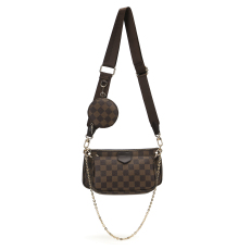 RICHPORTS  Checkered Women Three Pieces Crossbody Bags Lady Fashion Leather Handbags With Coin Purse Luxury Top Brand  Shoulder Bags