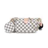 RICHPORTS  Checkered Women Three Pieces Crossbody Bags Lady Fashion Leather Handbags With Coin Purse Luxury Top Brand  Shoulder Bags