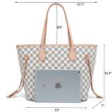 RICHPORTS  Checkered Women Top Famous Designer Leather Handbags Luxury Shoulder Bags Classic Tote For Lady Large Capacity Shopping Travel Handle Totes Bags