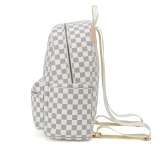 RICHPORTS Fashion Checkered Tote Shoulder Handbags Bag with inner pouch PU Vegan Leather