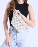 RICHPORTS  Checkered Unisex Leather Beslt Bags Chest Bag Female Pu Messenger Handbag Fashion High Quality Shoulder Phone Purse Crossbody Bags