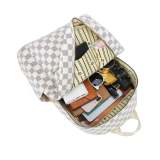 RICHPORTS Fashion Checkered Tote Shoulder Handbags Bag with inner pouch PU Vegan Leather