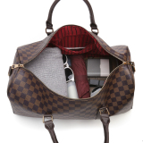 RICHPORTS Checkered Travel PU Leather Weekender Overnight Duffel Bag Shoulder tote Handbag Travel Gym Bag Mens Women (white Checkered)