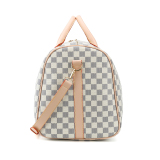 RICHPORTS Checkered Travel PU Leather Weekender Overnight Duffel Bag Shoulder tote Handbag Travel Gym Bag Mens Women (white Checkered)