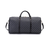 RICHPORTS Checkered Travel PU Leather Weekender Overnight Duffel Bag Shoulder tote Handbag Travel Gym Bag Mens Women (white Checkered)