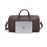 RICHPORTS Checkered Travel PU Leather Weekender Overnight Duffel Bag Shoulder tote Handbag Travel Gym Bag Mens Women (white Checkered)