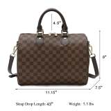 This women's crossbody bag features a modern checkered design with durable PU leather, dual top handles, and an adjustable shoulder strap. Its spacious interior makes it ideal as a checkered tote bag or part of a checkered shoulder bags collection, suitable for travel, errands, and everyday use.