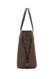 RICHPORTS Checkered Women Top Famous Designer Leather Handbags Luxury Shoulder Bags Classic Tote For Lady Large Capacity Shopping Travel Handle Totes Bags(Brown)