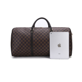 RICHPORTS Checkered Travel PU Leather Weekender Overnight Duffel Bag Shoulder tote Handbag Travel Gym Bag Mens Women (Brown Checkered) Mother's Day Handbags Gifts