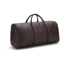 RICHPORTS Checkered Travel PU Leather Weekender Overnight Duffel Bag Shoulder tote Handbag Travel Gym Bag Mens Women (Brown Checkered) Mother's Day Handbags Gifts