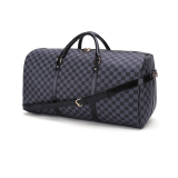 RICHPORTS Checkered Travel PU Leather Weekender Overnight Duffel Bag Shoulder tote Handbag Travel Gym Bag Mens Women (Black Checkered)