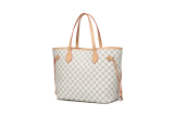 RICHPORTS Women's Checkered Tote Shoulder Bag With Inner Pouch - Pu Vegan Leather&Nbsp;Shoulder Satchel Fashion Bags -Cream