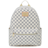 RICHPORTS Checkered Backpack Fashion Classic Large Backpack for College Students Travel bag White