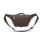 A checkered PU leather waist bag with an adjustable strap and spacious interior, designed for use as a fanny pack or waist pocket.