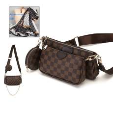 RICHPORTS Crossbody Bags for Women Checkered Tote Shoulder Bags Multipurpose Handbags with Coin Purse including 3 Size Bag Bronze