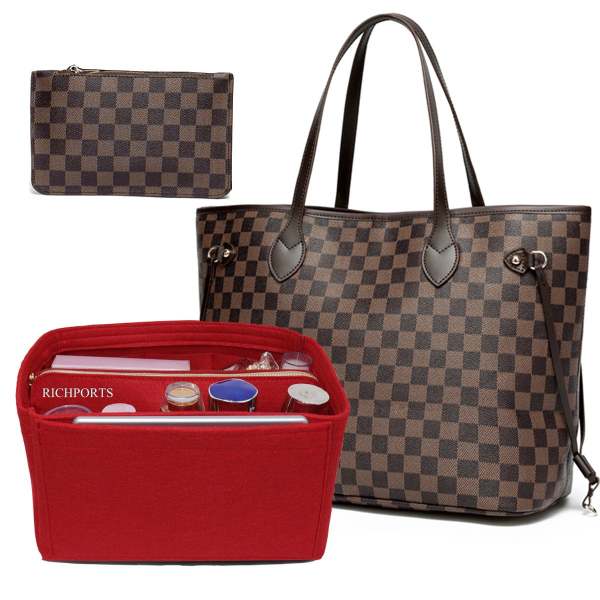 RICHPORTS Checkered Shoulder Tote Bags for Womens Leather 3pcs Set Brown
