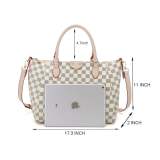 RICHPORTS 4pcs Shoulder Handbags Set Women Checkered Tote bag With 2 Shoulder Straps, Unisex Led Beanie Hat