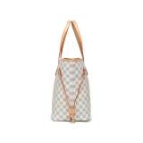 RICHPORTS Checkered Shoulder Tote Bags for Womens Leather 3pcs Set White