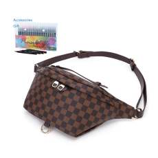 RICHPORTS Fanny Pack Checkered Waist Bag Men Women Crossbody Waistpack, Shoulder Bag, Sling,Fashion Pouch Pocket Travel Sport Brown