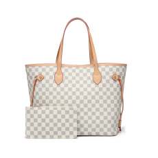 RICHPORTS Women's Checkered Tote Shoulder Bag With Inner Pouch - Pu Vegan Leather&Nbsp;Shoulder Satchel Fashion Bags -Cream