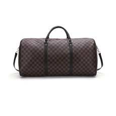 RICHPORTS Weekenders Bags Fashion Checkered Travel PU Leather Oversized Weekender Travel Bag Overnight Handbag Gym Bag for Large-Brown