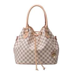 RICHPORTS Women Checkered Tote Shoulder Bags With Inner Pouch,PU Vegan Leather Luxury Woman Handbag Bucket Bag Checkered Mini Floral Shape Fashion Handbags