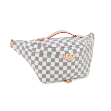 RICHPORTS Checkered Tote Waist Pocket Shoulder Bag with inner pouch - PU Vegan Leather Weekender Travel Bags