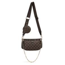 RICHPORTS Crossbody Bags for Women Checkered Tote Shoulder Bags Multipurpose Handbags with Coin Purse including 3 Size Bag Bronze
