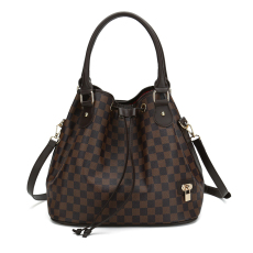 Copy RICHPORTS Women Checkered Tote Shoulder Bags With Inner Pouch,PU Vegan Leather Luxury Woman Handbag Bucket Bag Checkered Mini Floral Shape Fashion Handbags
