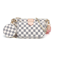 RICHPORTS Crossbody Bags for Women Checkered Tote Shoulder Bags Multipurpose Handbags with Coin Purse including 3 Size Bag Bronze