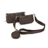 3-in-1 crossbody bag set featuring shoulder bag, crossbody bag and coin purse with stylish checkered pattern