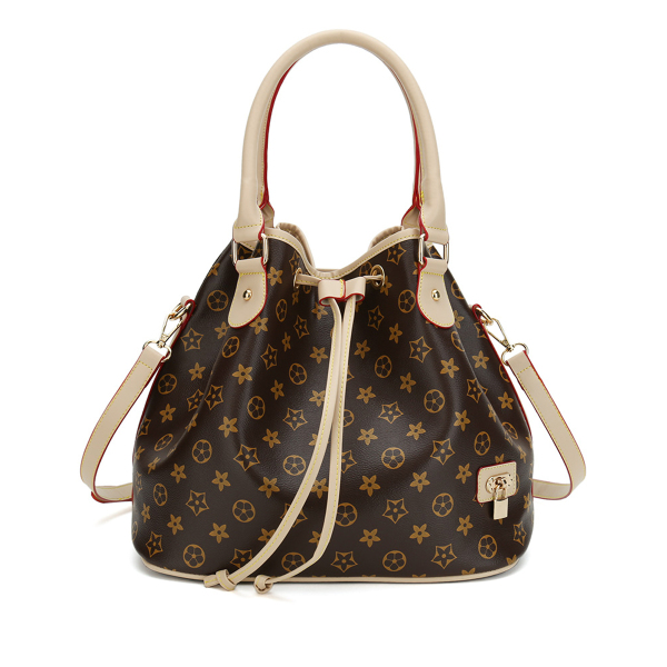 RICHPORTS Women Handbags Fashion Leather Bucket Bags with Small Lock Decoration Luxury Designer Bucket Hobo With Drawstring Bags