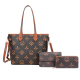 RICHPORTS 3-In-1 PU Leather Handbags Shoulder With Purses