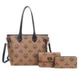 Fashion Tote Handbags: 3-Piece Embroidered Shoulder Bag Set - Lightweight Composite Shopping Wallets for Women