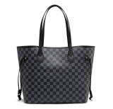 The Louis tote - Black ZIP personalised checkered tote bag