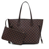 The Louis tote - Brown personalised checkered tote bag