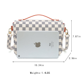 A stylish checkered crossbody bag with an adjustable shoulder strap and gold-tone hardware.