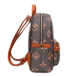 RICHPORTS Vintage Print Travel Backpack – PU Leather Backpack for Women & Men