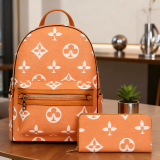 RICHPORTS Vintage Print Travel Backpack – PU Leather Backpack for Women & Men