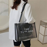 RICHPORTS Clear Mesh Tote Bag - Fashionable PVC Transparent Crossbody Bag, Stadium Approved Beach & Travel Handbag for Women