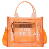 RICHPORTS Clear Mesh Tote Bag - Fashionable PVC Transparent Crossbody Bag, Stadium Approved Beach & Travel Handbag for Women