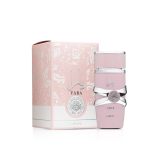 Lattafa Yara Candy Eau de Parfum bottle showing the sweet strawberry and vanilla syrup fragrance profile.