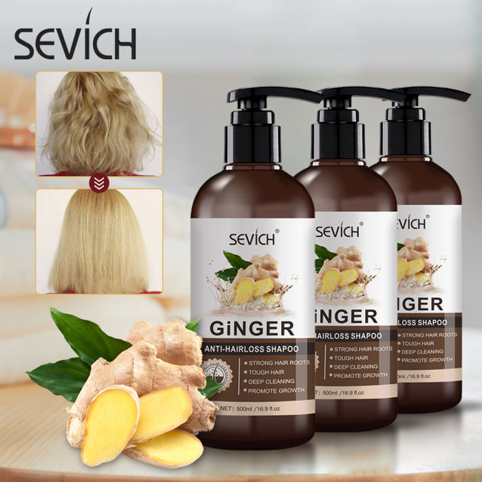 GingerAnti-HairLoss Shampoo Sevich 500ml Anti-Loss Ginger Shampoo Hair loss treatment Anti Hair Loss Shampoo Hair Growth Product Strong hair roots shampoo