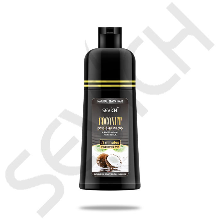 Coconut Dye Shampoo Natural Lasting Black Hair Shampoo 500ml SevichBlack Hair Shampoo Fast Dye GreyWhite to Black Only 5 Minutes