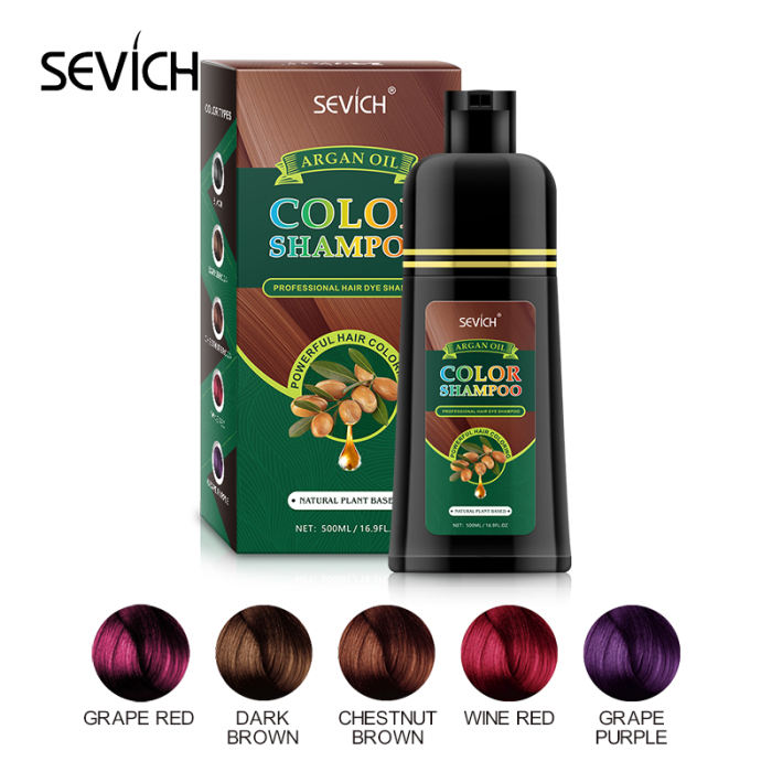 Argan Oil Color Shampoo(4 colors) Sevich 250ml Argan Oil Hair Dye Shampoo Hair Styling Fast Dye Hair Natural Gray White Hair Color Dye Treatment Hair Shampoo