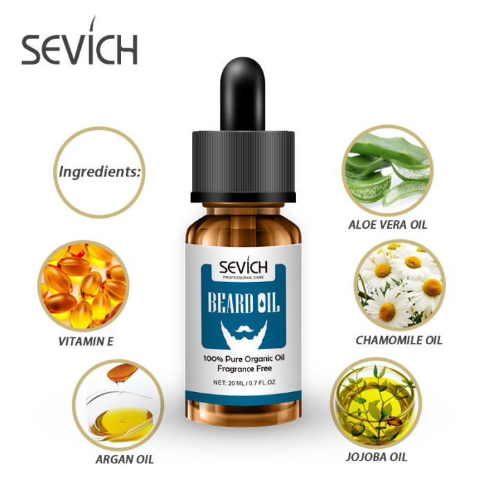 Beard Oil Sevich Natural 20ml Men Beard Oil for Styling Beeswax Moisturizing Smoothing Gentlemen Beard Care Conditioner Growth Products