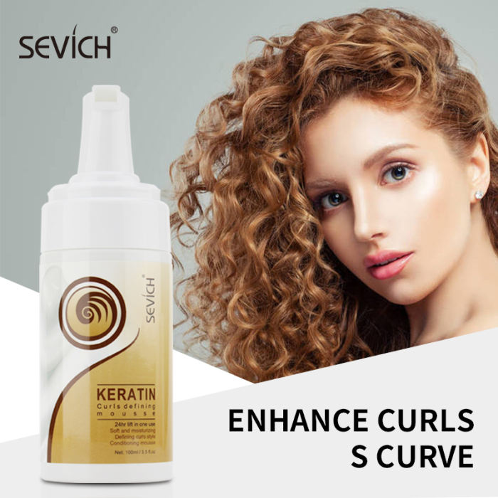 Sevich 100ml 24 Hours Salon Curly Hair Mousse Strong Hold Hair Elastin Define Curly Hair Finishing Anti-Frizz Fixative Foam