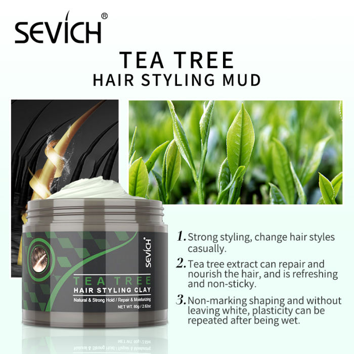 Sevich Turmeric /Tea Tree Long Lasting 80g Hair Styling Matte Hair Clay Lasting Stereotype Matte Clay Strong Hold Hair Wax