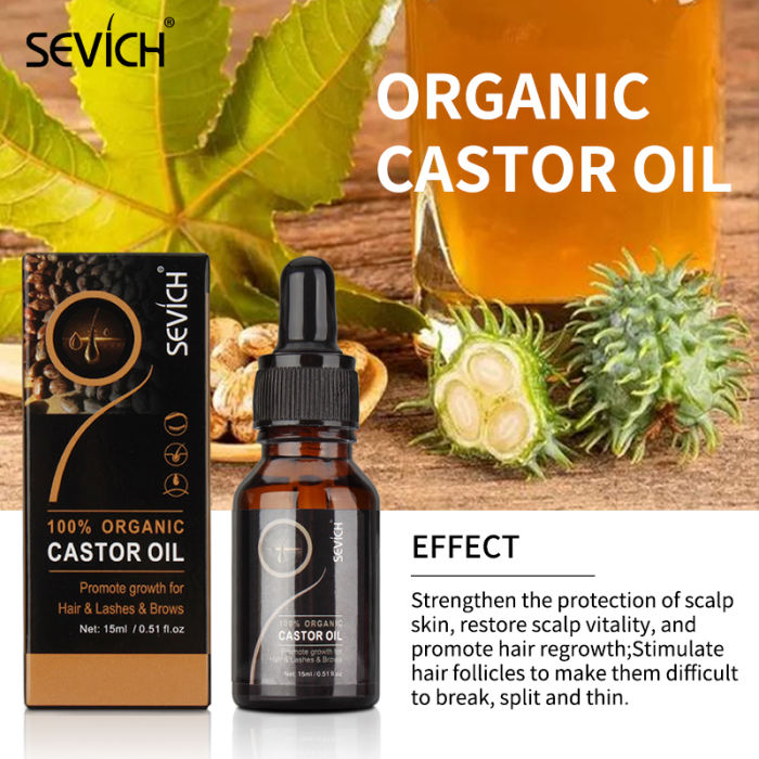 Sevich 15ml Castor Oil Hair Growth Serum Natural Thick Hair Fast Growth Hair Serum Nourishing Soften Treatment Hair Loss Oil